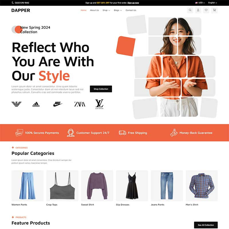 html5模板时尚女装服饰商城前端CSS3响应式网页模板源码