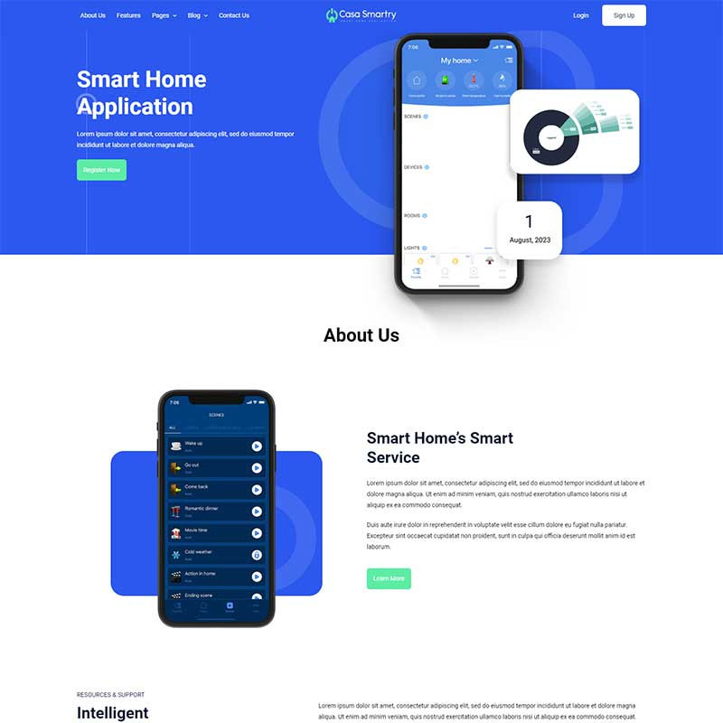 html5模板智能家居APP软件介绍响应式网页模板源码