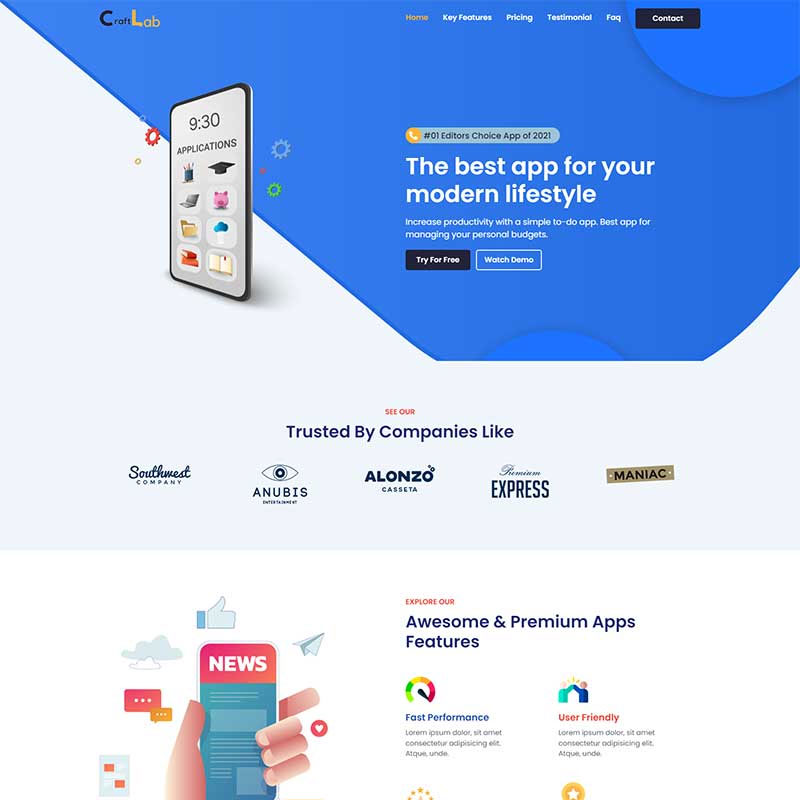 html5模板APP软件应用程序前端静态响应式网页模板源码