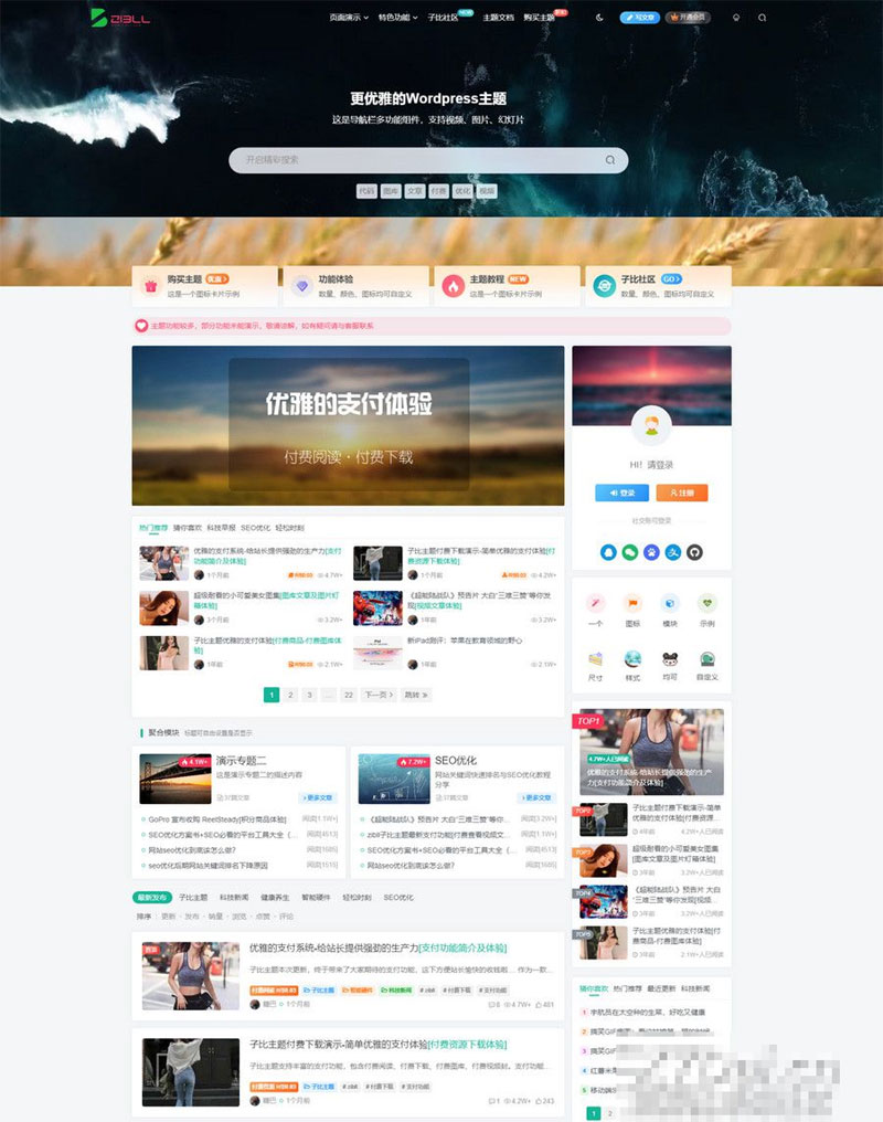 Zibll子比主题V8.0开心版+教程（需宝塔面板）插图
