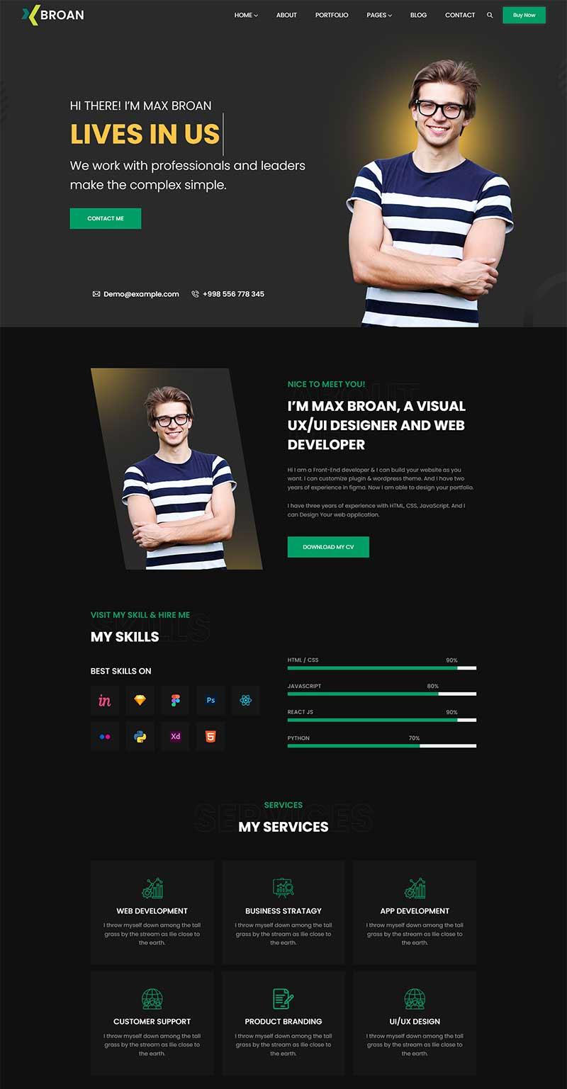 html5模板互联网行业岗位个人简历展示响应式静态网页模板源码插图