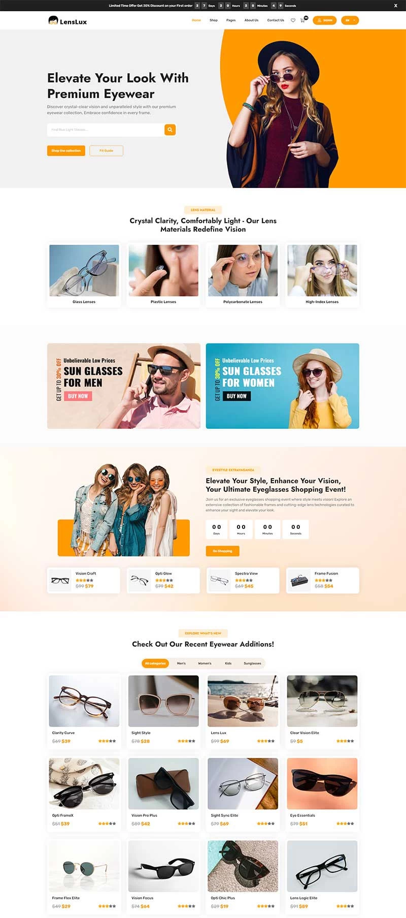 HTML5眼镜商城前端静态网页模板预览图1