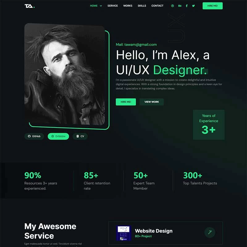 html5模板UI设计师个人简历作品展示响应式网页模板源码