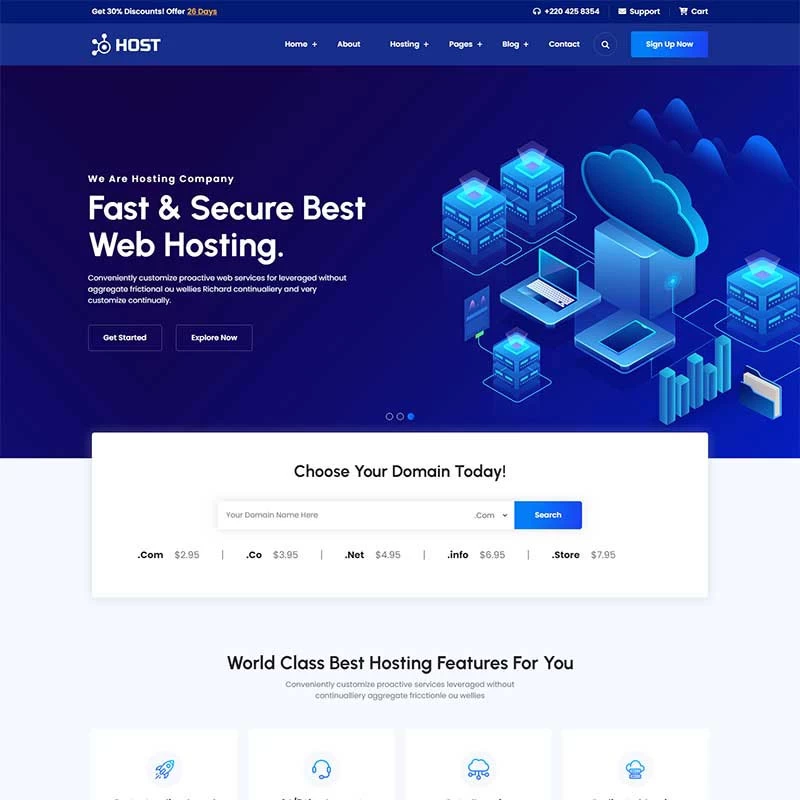html5模板蓝色风格IDC虚拟主机服务公司响应式网站模板源码