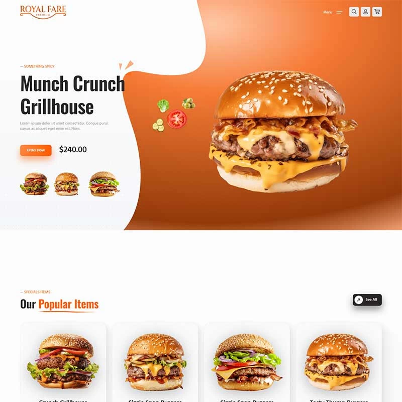 html5模板汉堡美食餐饮服务响应式网站静态模板源码