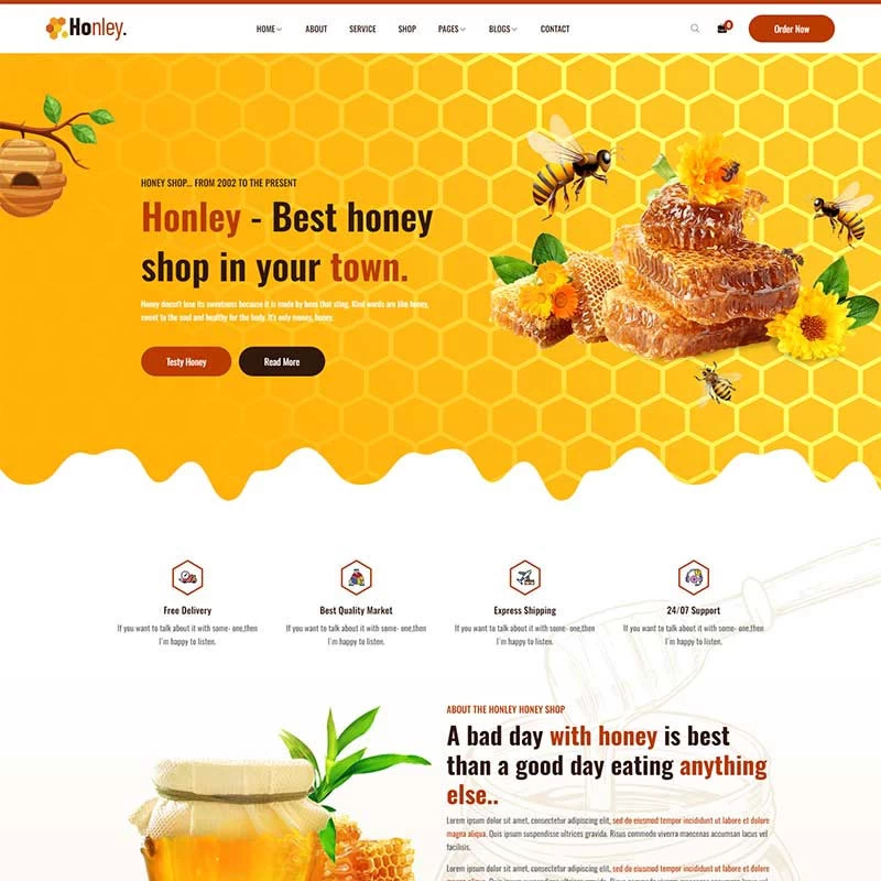 HTML5模板蜂蜜购物商城前端静态响应式网页模板源码