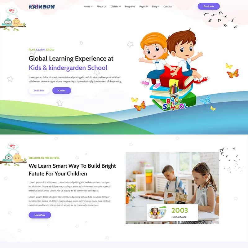 HTML5模板可爱卡通风格幼儿教育机构前端静态响应式网页模板源码